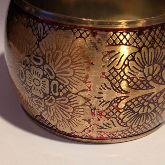 Vintage Boho Etched Wide Brass Cuff - Picture 2 of 5